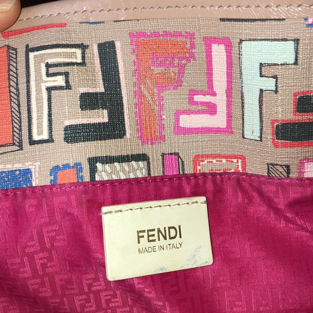 Fendi Multicolor FF Logo Tote - Beige, Pink, Blue, Black, Orange - Picture 7 of 13